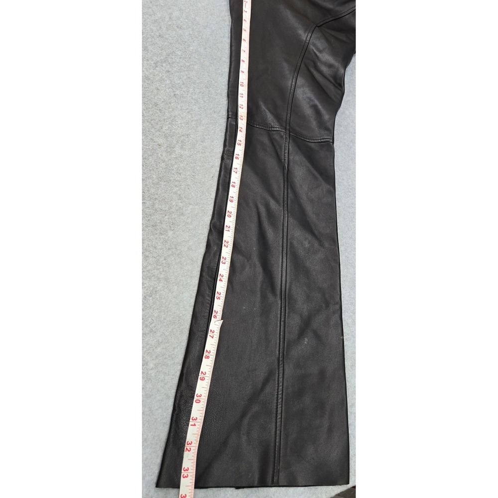 Elements by Vakko Black Leather Paneled Flare Pants Mid Rise Bootcut 4/30 - Picture 8 of 9